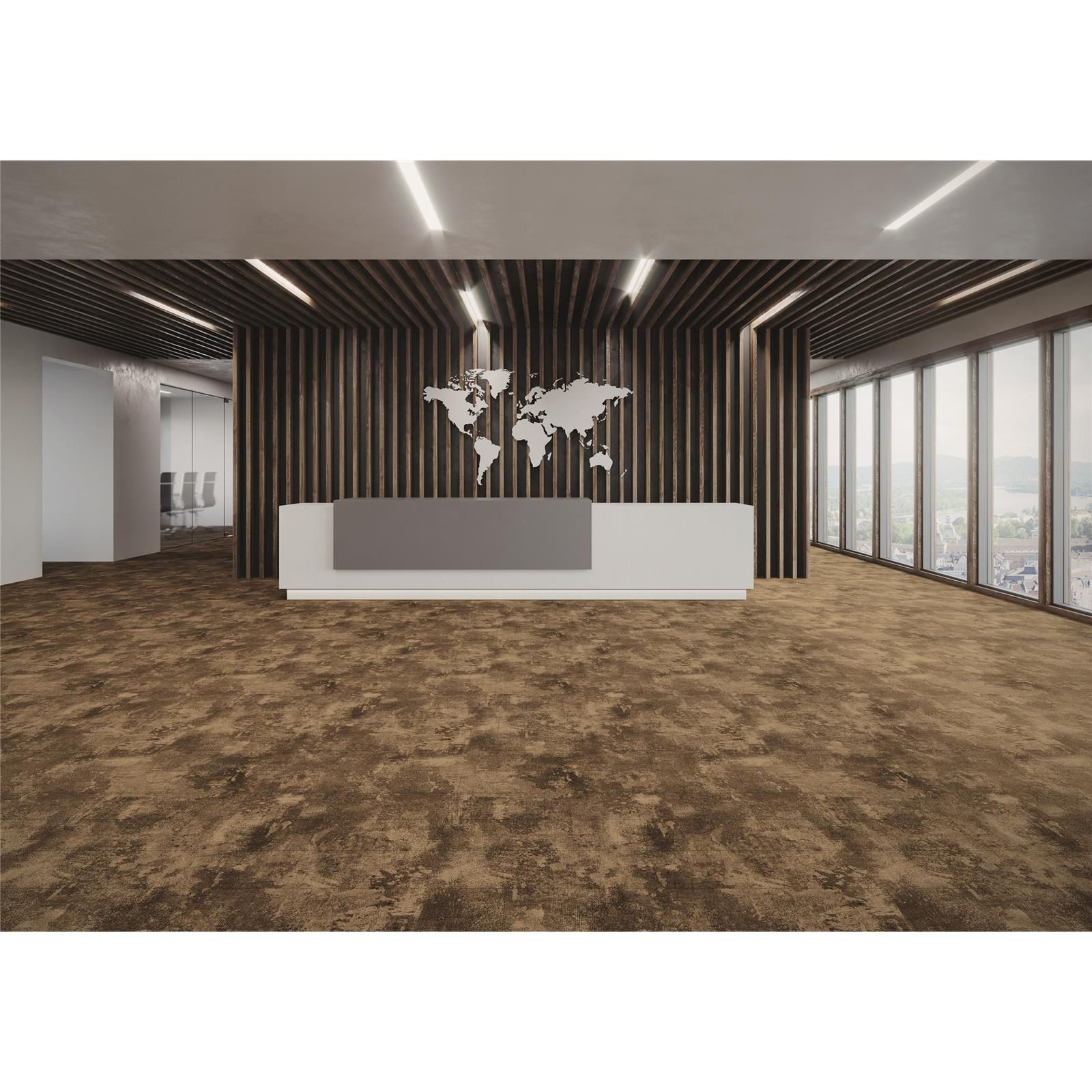 Teppichfliesen 25 x 100 cm selbsthaftend Infloor-Girloon Coronado Braun 030 gemustert