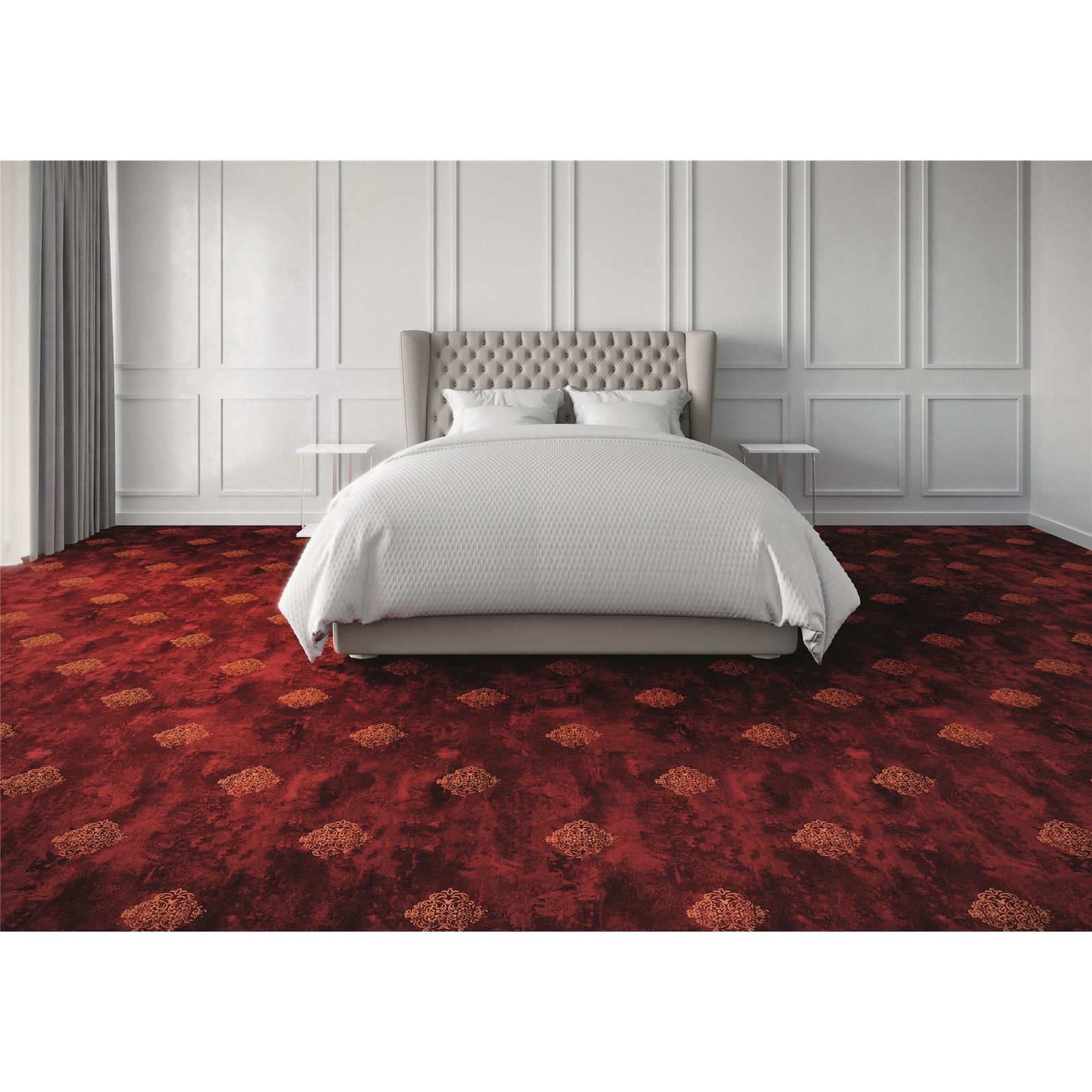 Teppichboden Infloor-Girloon Coronado Velours Rot 028 gemustert - Rollenbreite 400 cm