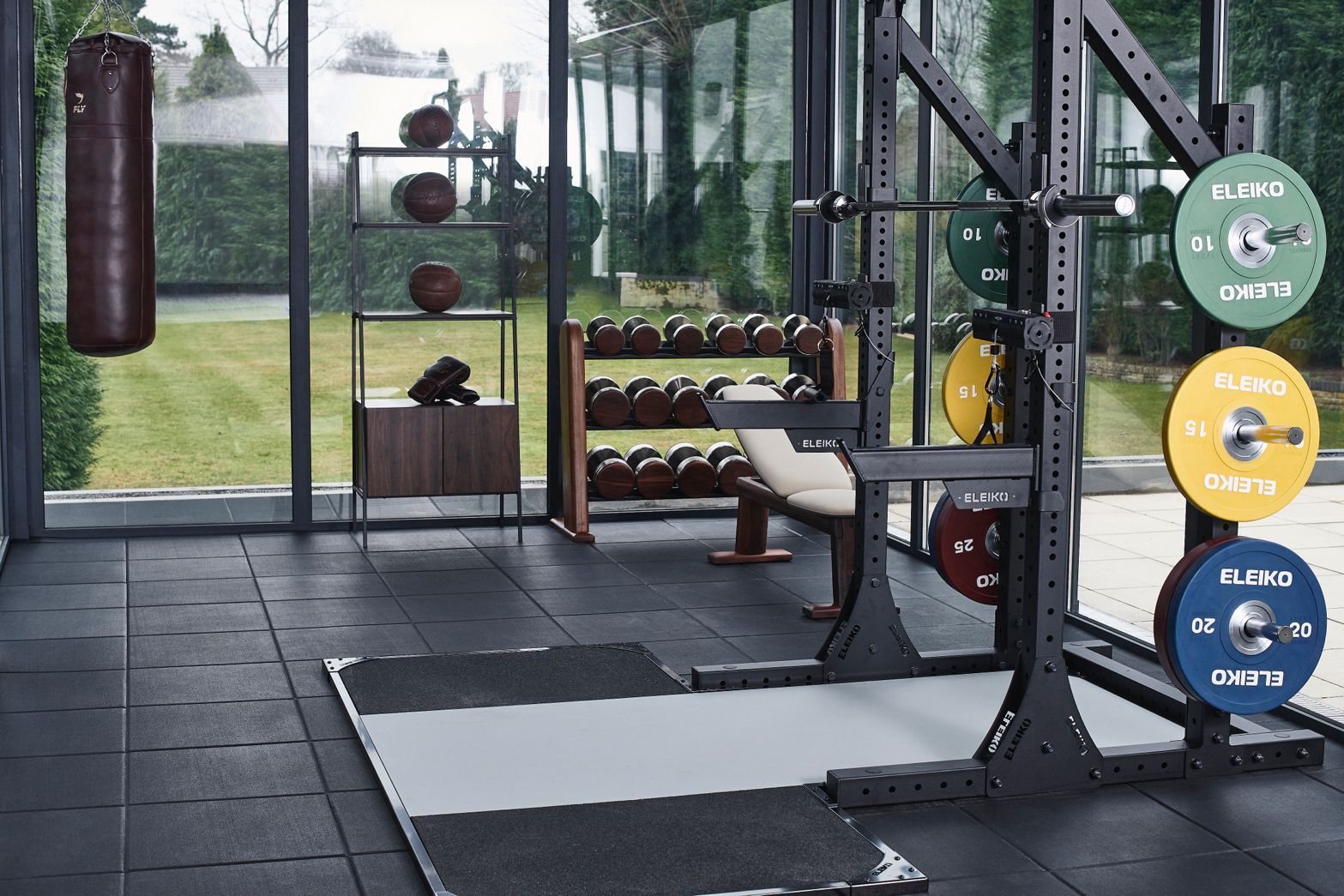 Fitnessboden RUBSLICE MULTI 1050, Gummi Bodenbelag 85% schwarzes SBR + 15% hellgraues EPDM 1000 mm x 1000 mm - Dicke 25 mm
