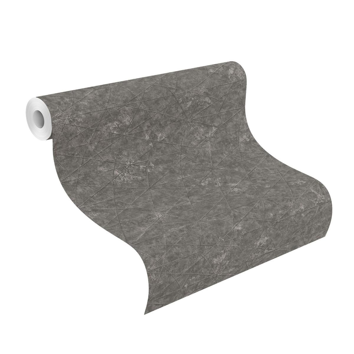 Tapete Modern graphisch Vinyltapete Anthrazit versetzter Ansatz 53 cm x 10,05 m