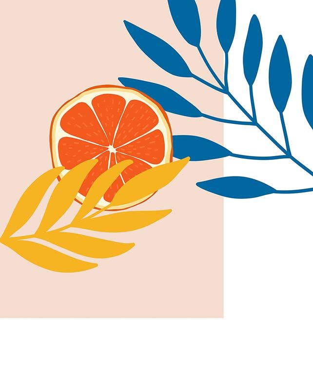 Komar Wandbild - Illustration Drooping Leaves  - Größe: 40 x 50 cm