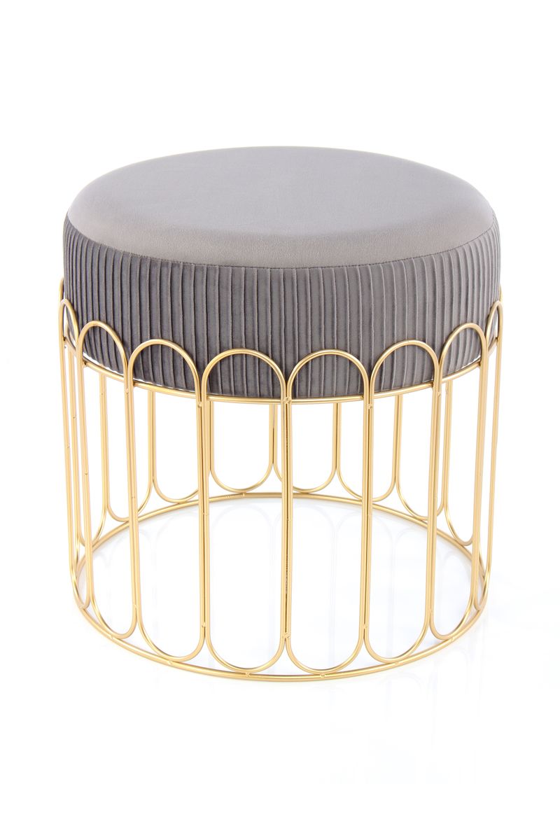 Hocker Cleopatra 425 Grau / Gold - 40 cm (L) x 40 cm (B) x 39 cm (H)