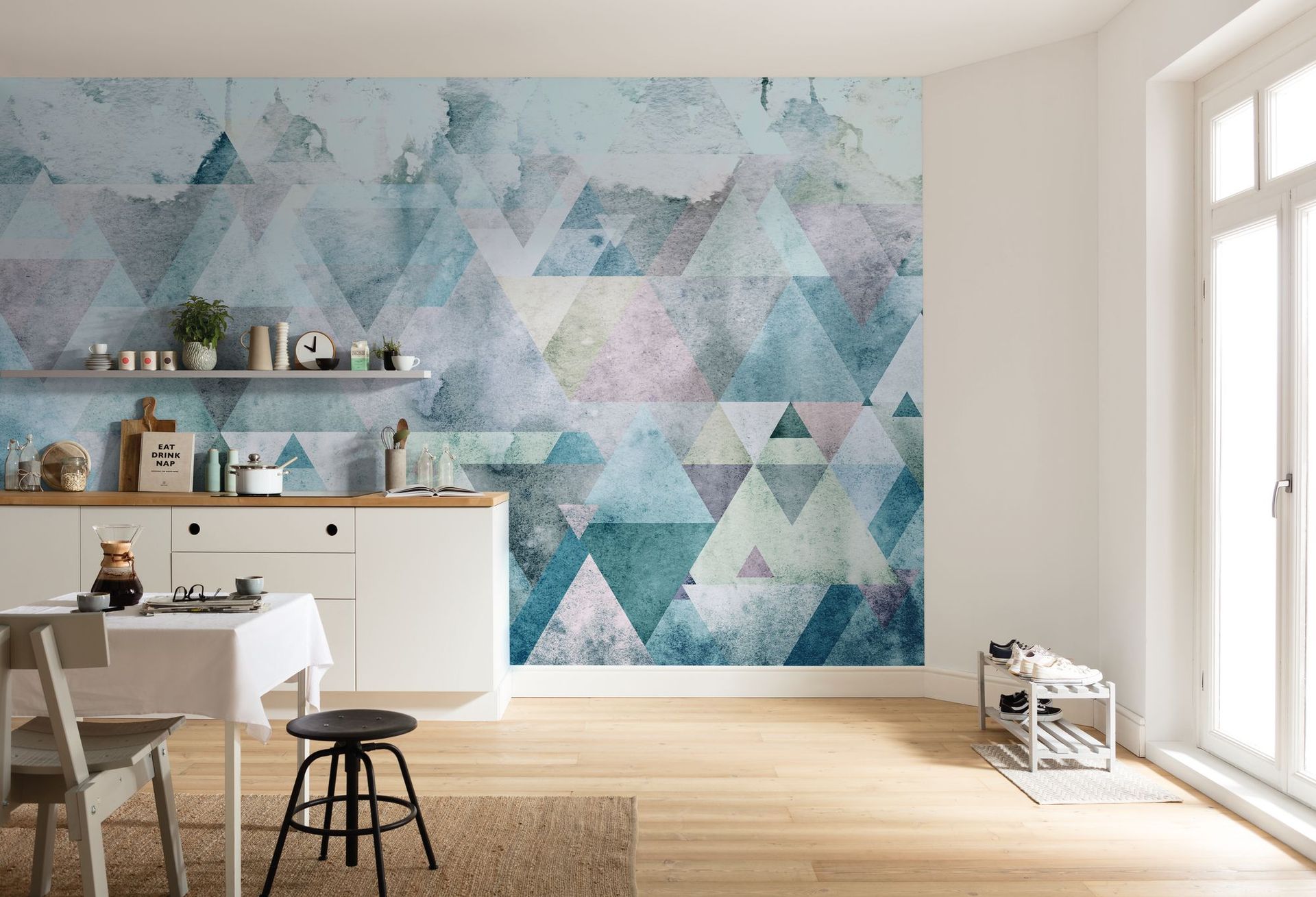 Vlies Fototapete - Triangles Blue - Größe 400 x 250 cm