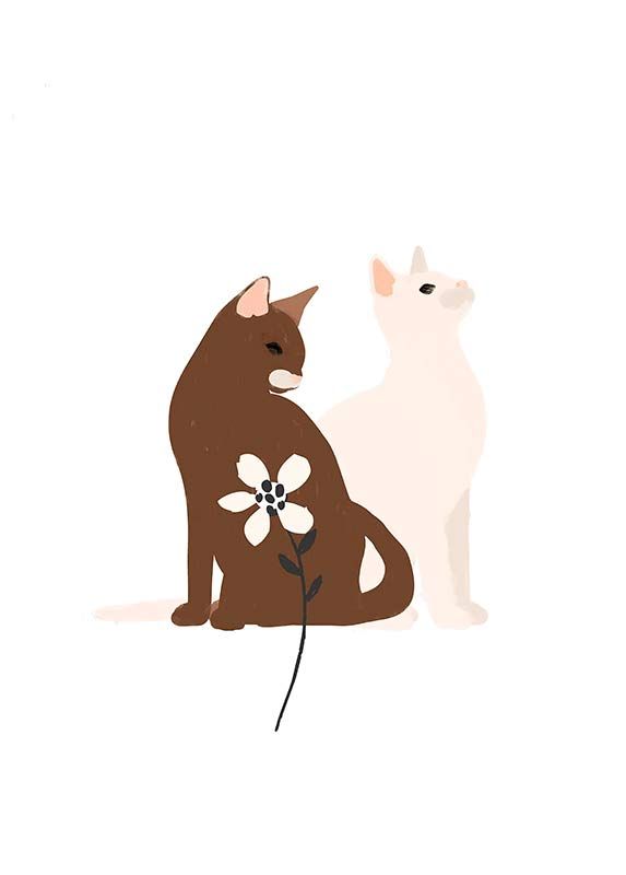 Komar Wandbild - Loving Cats  - Größe: 50 x 70 cm
