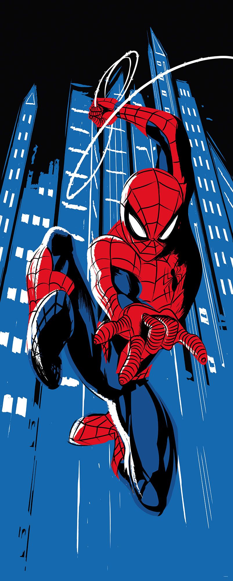 Vlies Fototapete - Spider-Man Rooftop-Rockin - Größe 100 x 250 cm