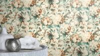 Tapete Nature Floral Vinyltapete Hellbeige versetzter Ansatz 53 cm x 10,05 m