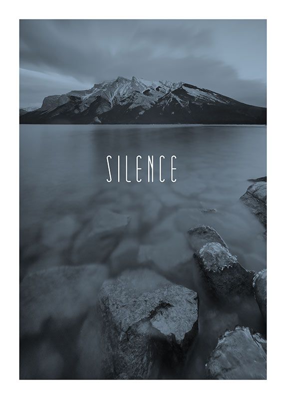 Wandbild - Word Lake Silence Steel  - Größe 30 x 40 cm