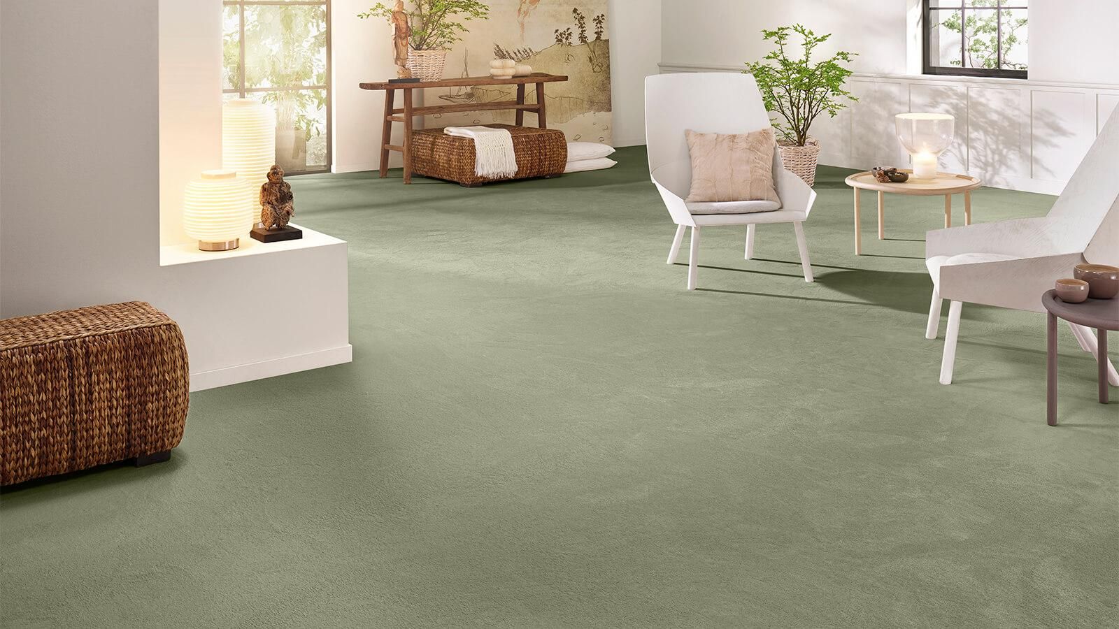 Teppichboden Vorwerk Superior 1069 BARISTA Velours Grün 4G96 - Rollenbreite 400 cm