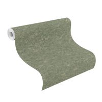 Tapete Modern graphisch Vinyltapete Olivgrün versetzter Ansatz 53 cm x 10,05 m