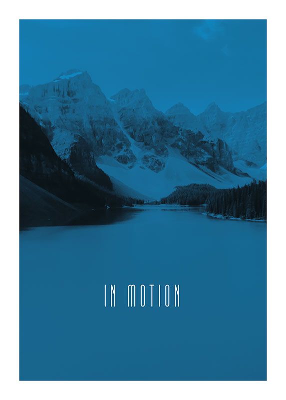 Komar Wandbild - Word Lake In Motion Blue - Größe: 50 x 70 cm