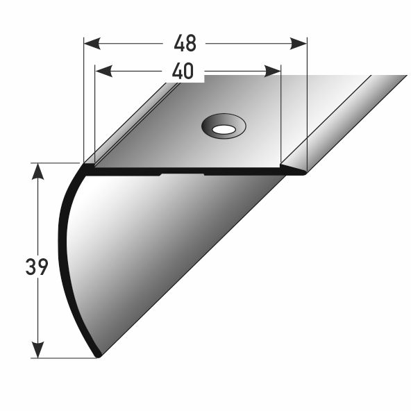 Treppenkante 39 x 48 mm Alu eloxiert 270 x 4,8 cm