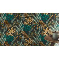 Tapete Nature Botanical Vinyltapete Anthrazit versetzter Ansatz 53 cm x 10,05 m