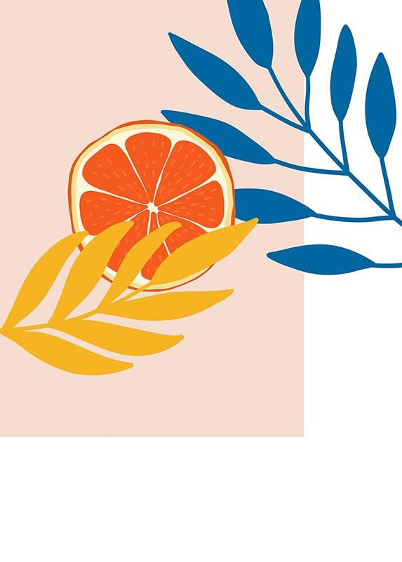 Komar Wandbild - Illustration Drooping Leaves  - Größe: 50 x 70 cm
