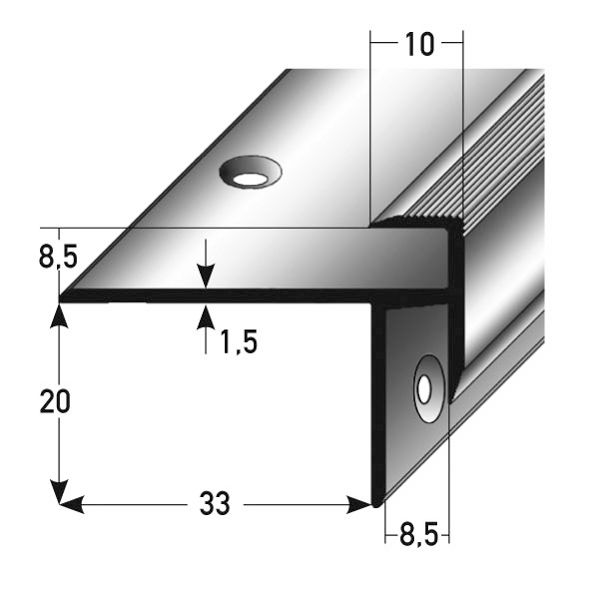 Treppenkante f. Laminat 20x33x8,5 mm 100 x 3,3 x 1,5 cm