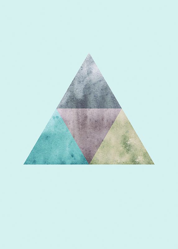 Komar Wandbild - Triangles Top Blue - Größe: 50 x 70 cm