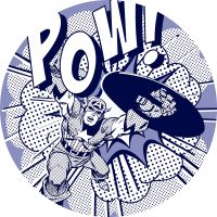 Selbstklebende Vlies Fototapete/Wandtattoo - Captian America Pow - Größe 125 x 125 cm