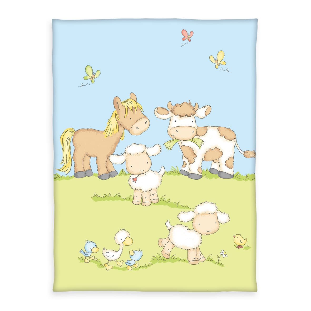 babybest® Kuscheldecke - Bauernhoftiere 75 x 100 cm