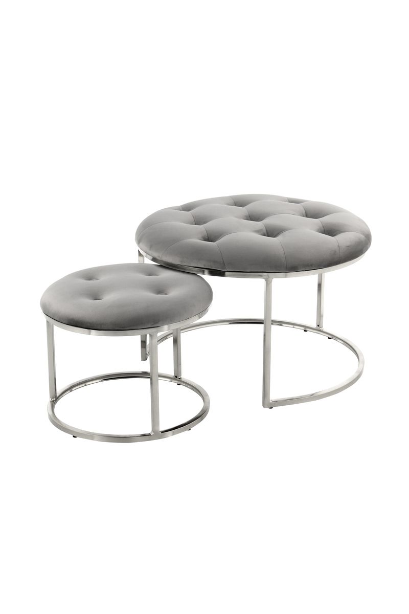 Hocker Becky 825 2er-Set Grau / Silber - 60 cm (L) x 60 cm (B) x 41 cm (H)