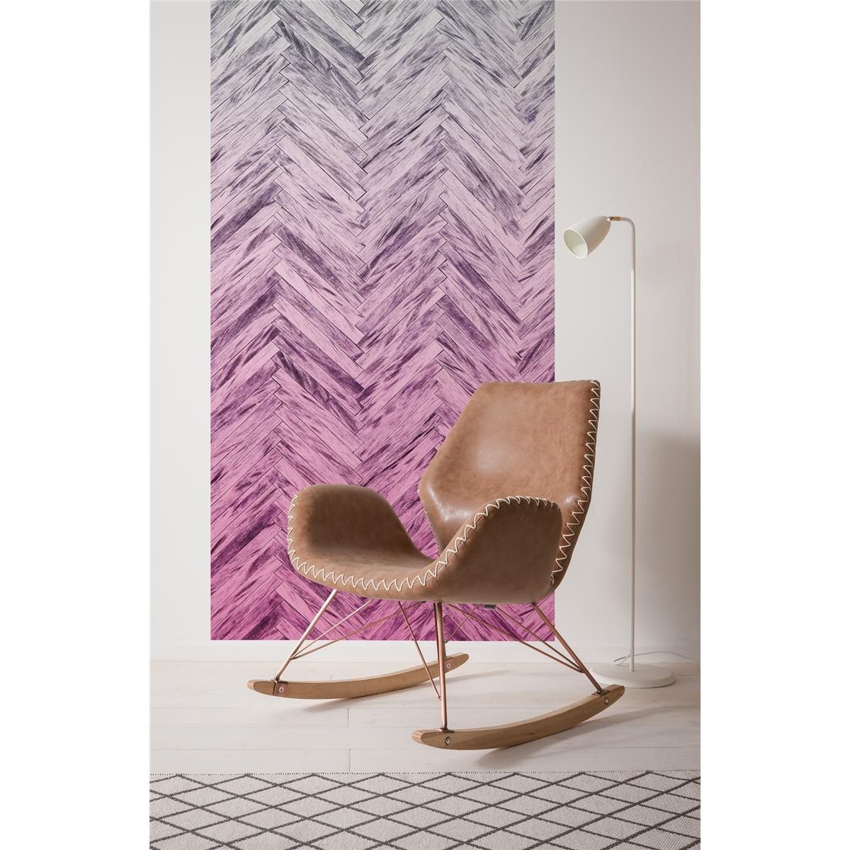 Vlies Fototapete - Herringbone Pink Panel - Größe 100 x 250 cm