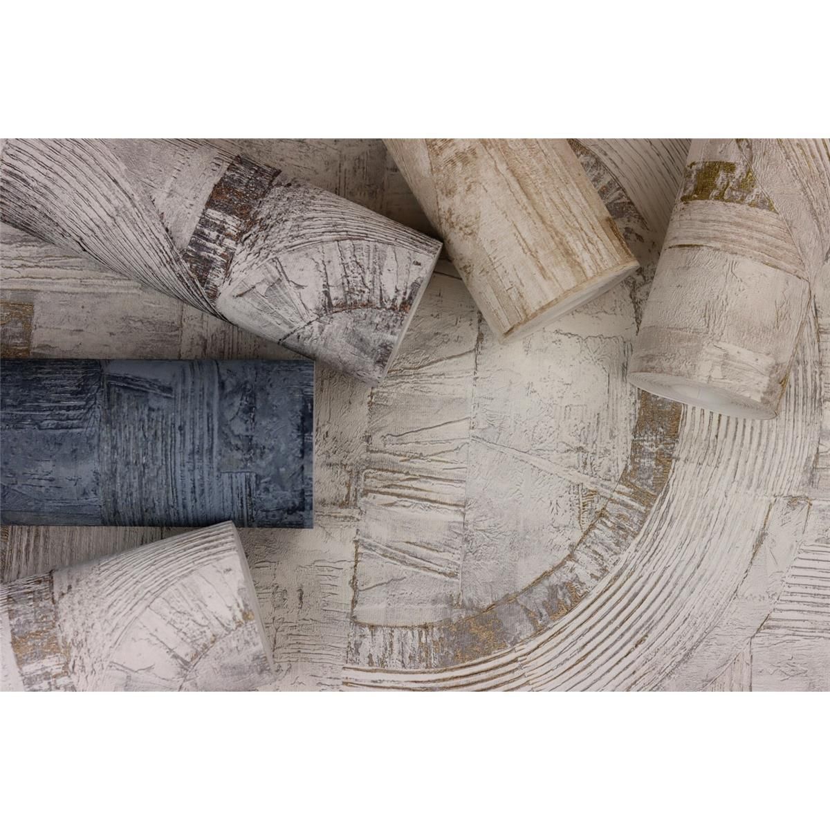 Tapete Modern graphisch Vinyltapete petrol versetzter Ansatz 53 cm x 10,05 m