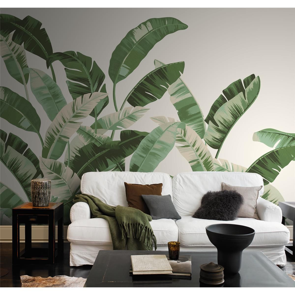 Tapete Nature Botanical Wandbild Hellgrün ansatzfrei 400 cm x 3 m