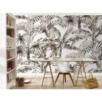 Tapete Nature Botanical Wandbild Schwarz-Weiß ansatzfrei 400 cm x 3 m