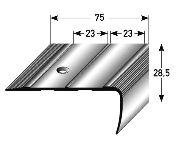 Treppenkante gebohrt Alu eloxiert 270 x 7,5 cm