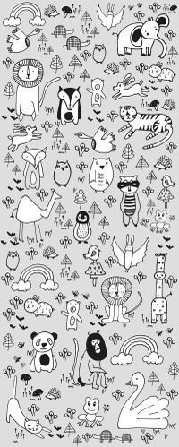 Vlies Fototapete - Scribble Park Panel - Größe 100 x 250 cm