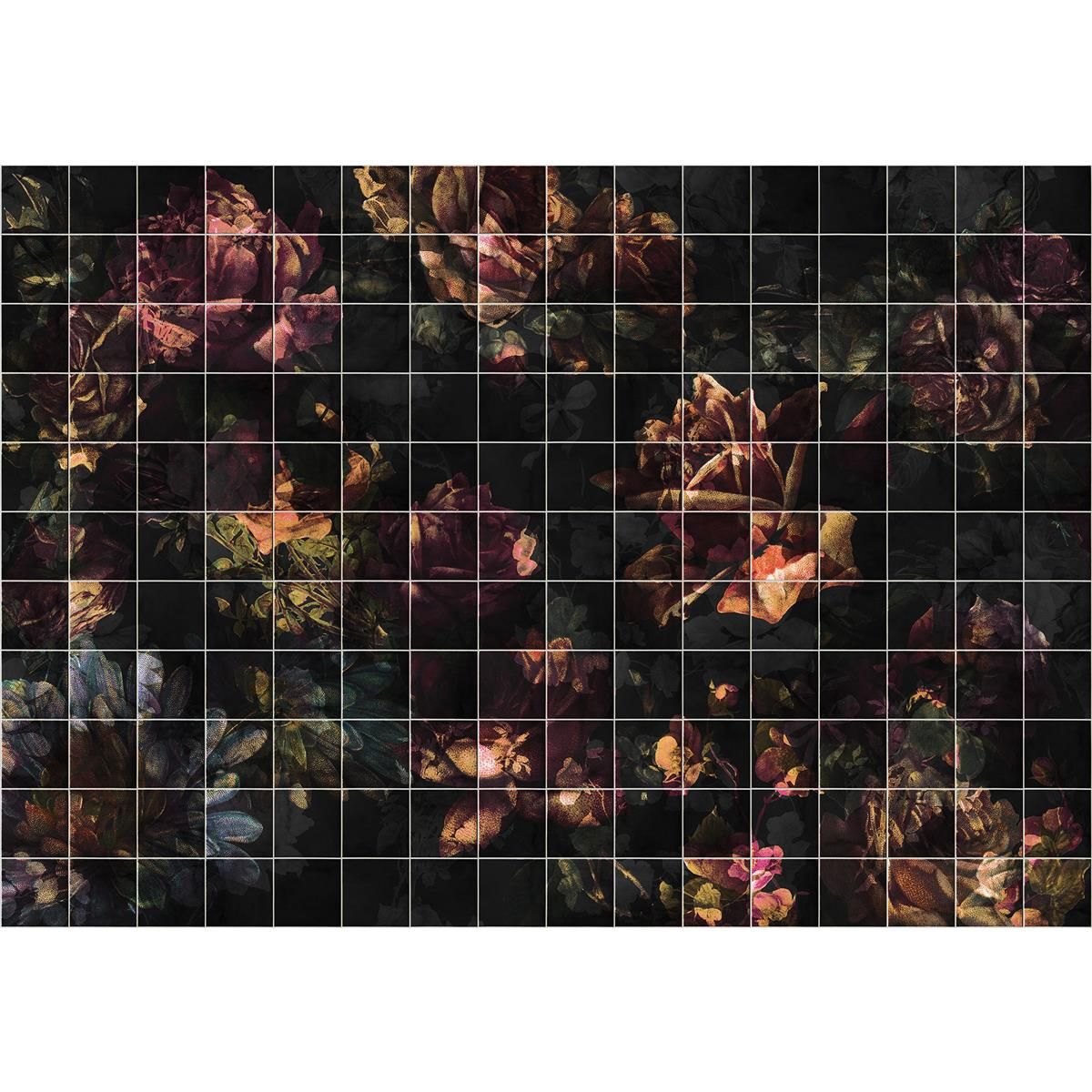 Vlies Fototapete - Tiles Flowers - Größe 400 x 280 cm