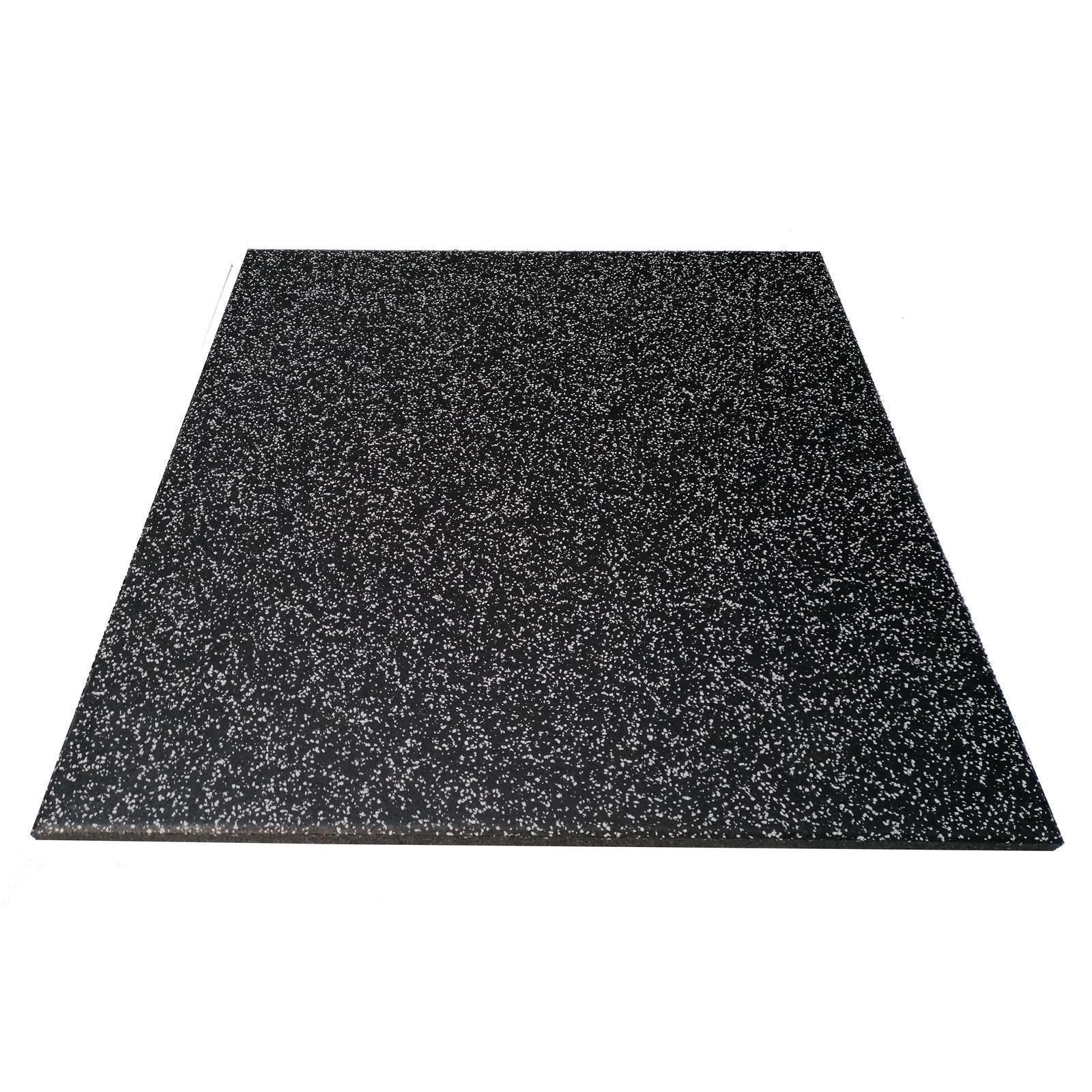Fitnessboden RUBSLICE 1050, Gummi Bodenbelag 85% schwarzes SBR + 15% hellgraues EPDM 1020 mm x 1020 mm - Dicke 8 mm
