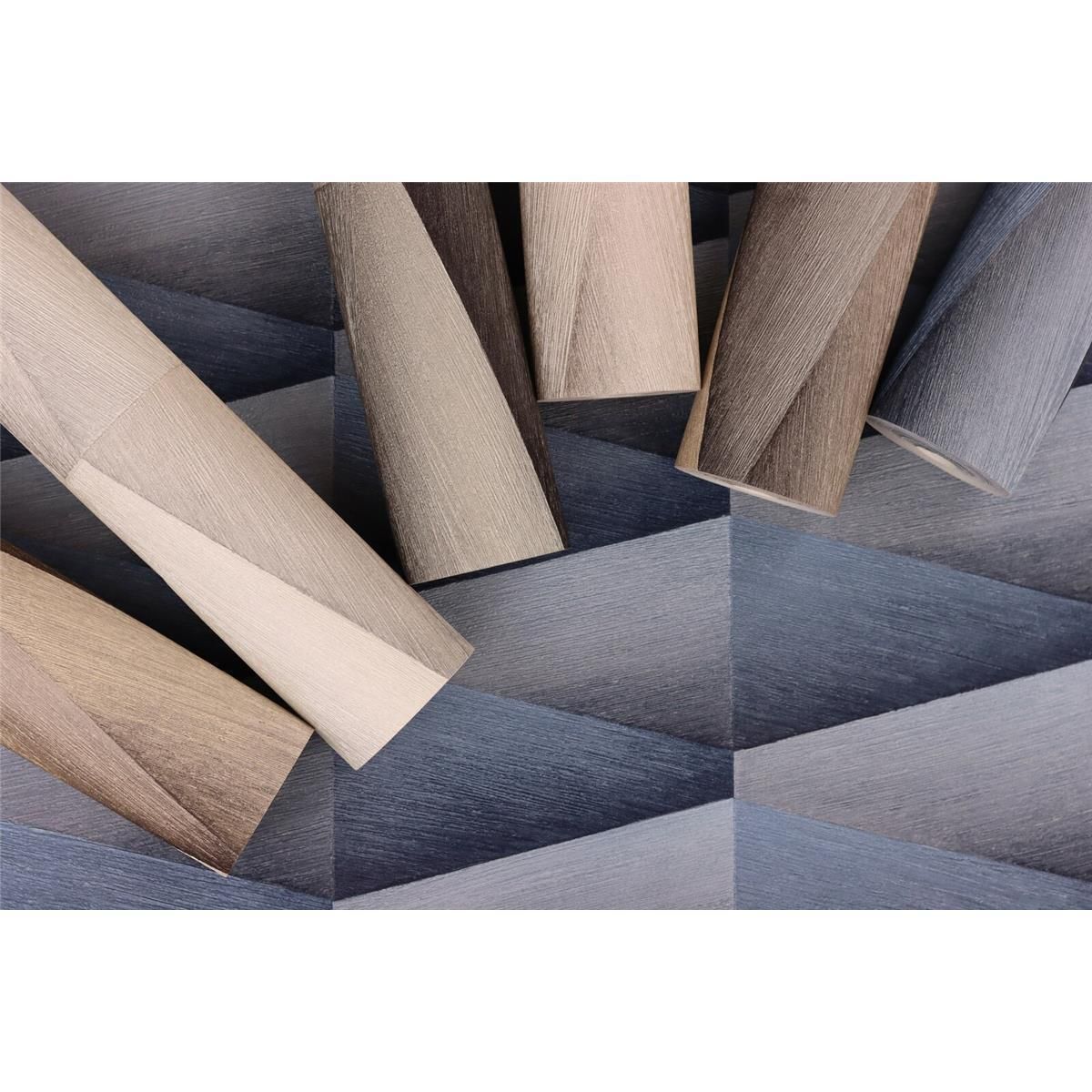 Tapete Modern graphisch Vinyltapete Anthrazit versetzter Ansatz 53 cm x 10,05 m