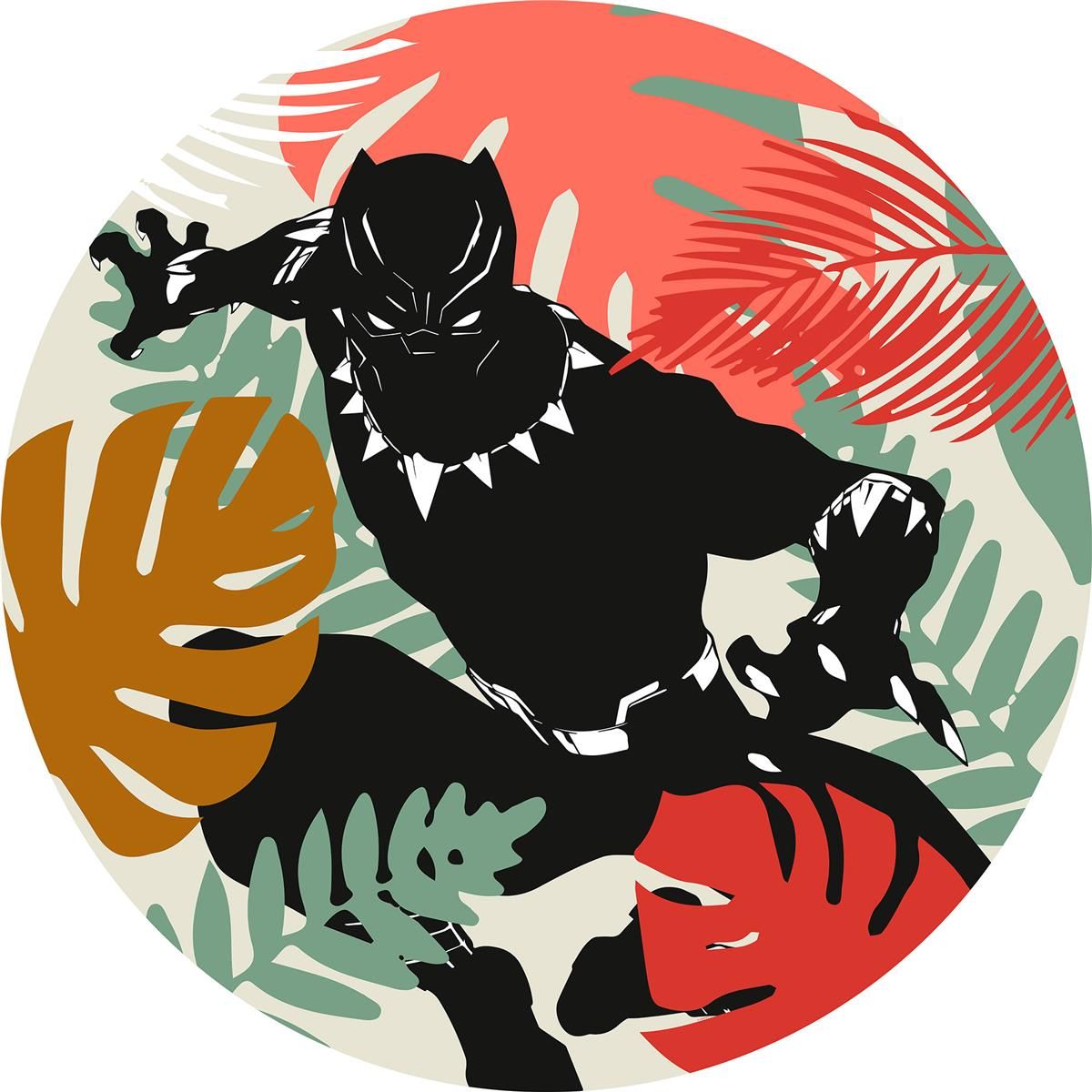 Selbstklebende Vlies Fototapete/Wandtattoo - Winter Tropics Black Panther - Größe 125 x 125 cm