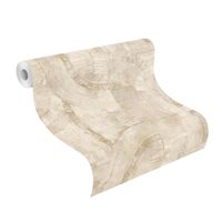 Tapete Modern graphisch Vinyltapete Dunkelbeige versetzter Ansatz 53 cm x 10,05 m