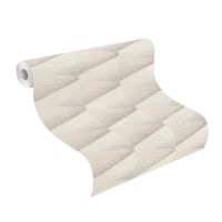 Tapete Modern graphisch Vinyltapete Offwhite versetzter Ansatz 53 cm x 10,05 m