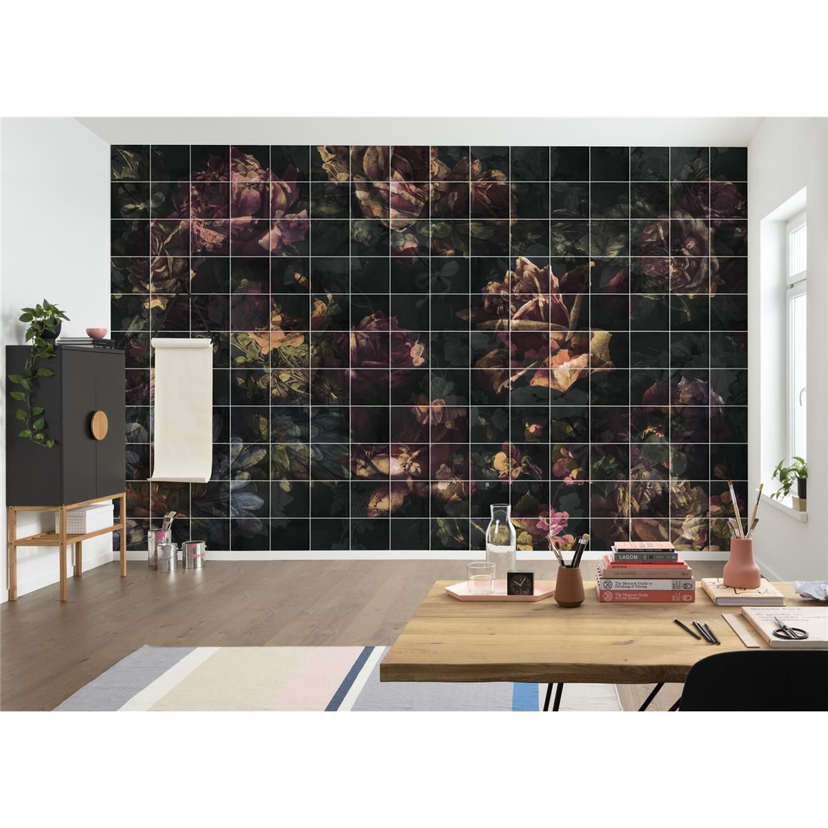 Vlies Fototapete - Tiles Flowers - Größe 400 x 280 cm