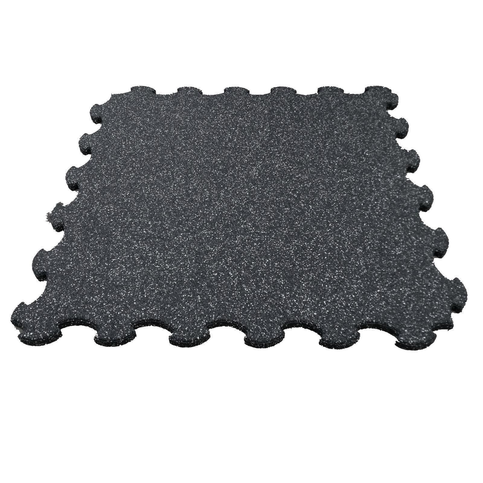 Fitnessboden Puzzle tile 900 Gummi Puzzlematte, 85% schwarzes SBR + 15% hellgraues EPDM 1026 mm x 1026 mm - Dicke 15 mm