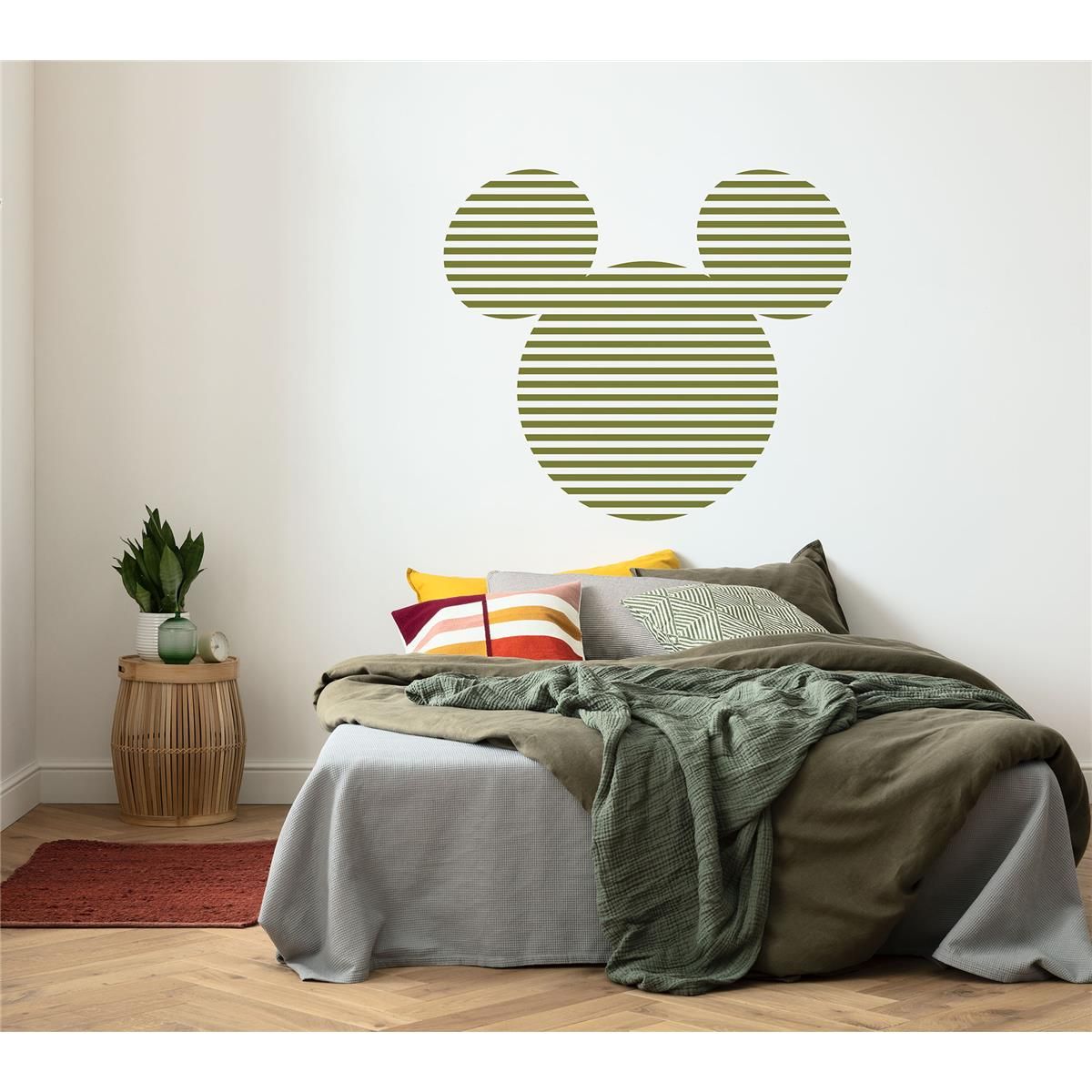 Selbstklebende Vlies Fototapete/Wandtattoo - Mickey Head Stripes - Größe 125 x 125 cm