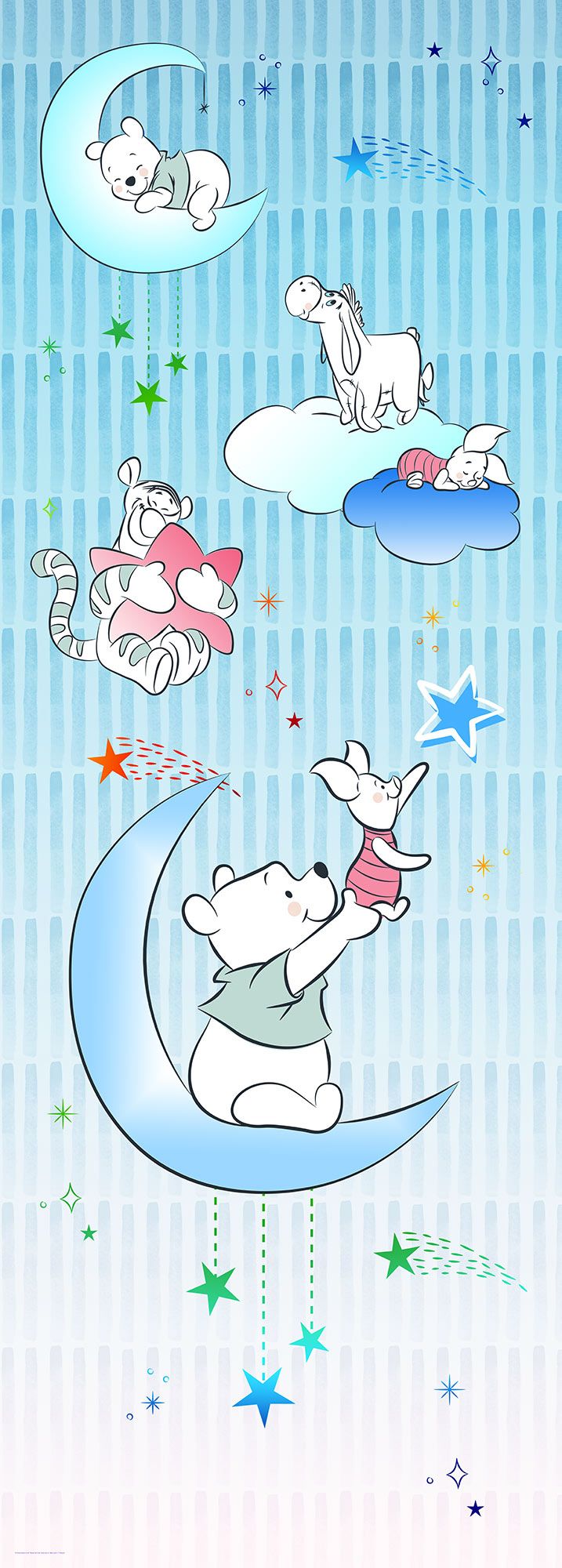 Vlies Fototapete - Winnie the Pooh Piglet and Stars - Größe 100 x 280 cm