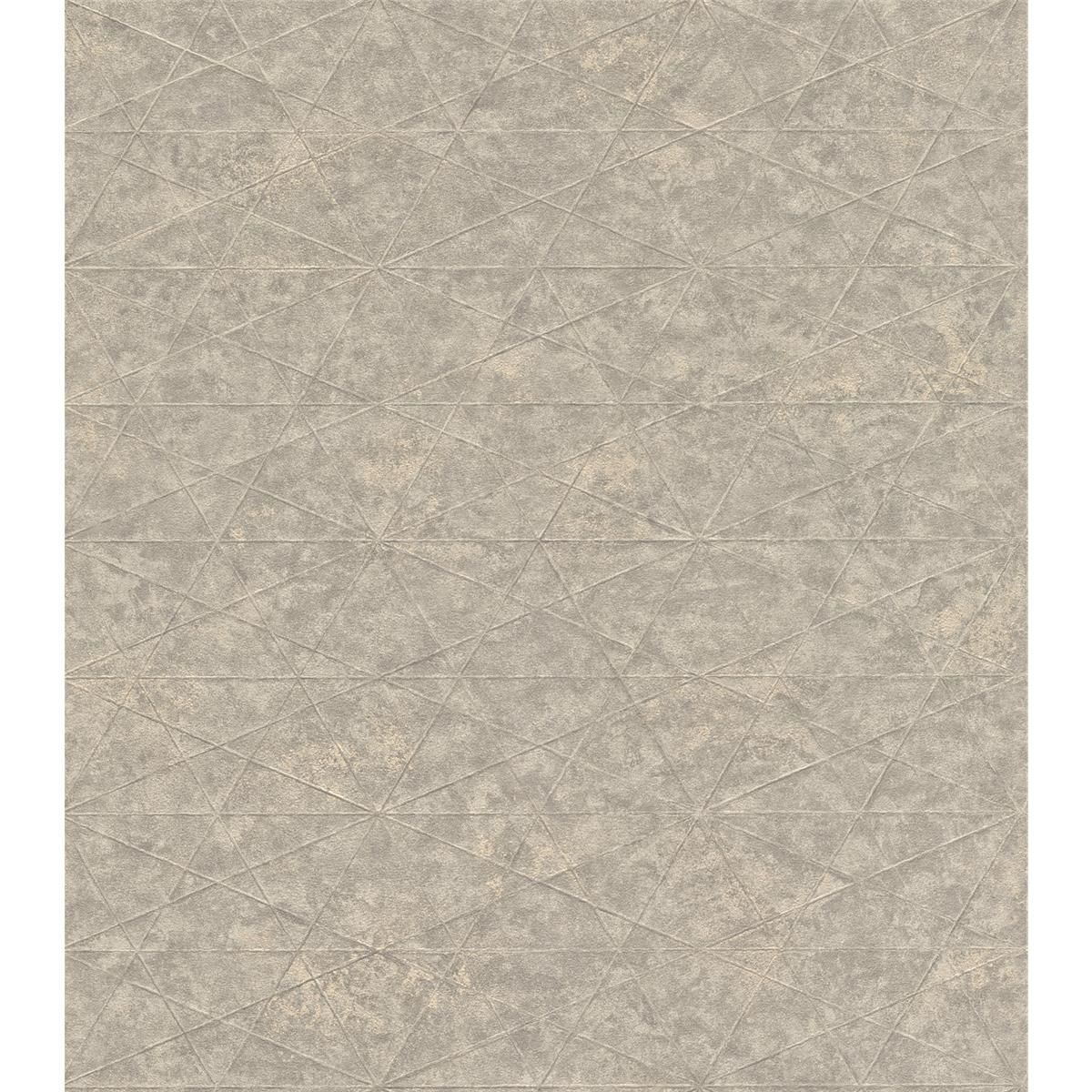 Tapete Modern graphisch Vinyltapete Greige versetzter Ansatz 53 cm x 10,05 m