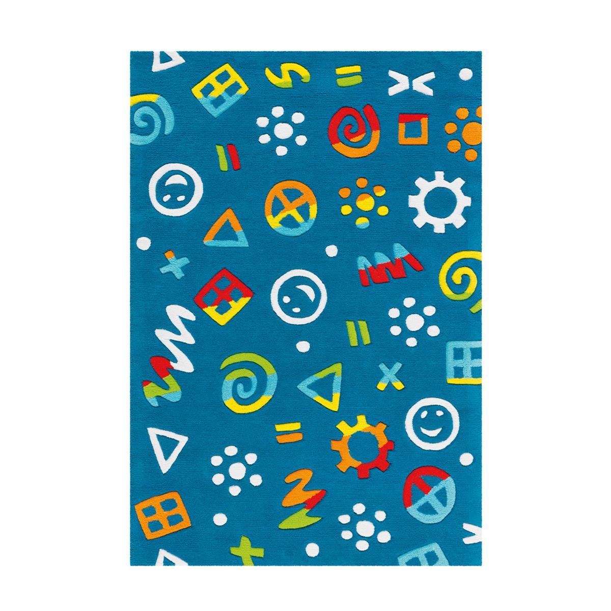 Teppich Spirit Glowy 3146 Blau Icons 110 cm x 160 cm