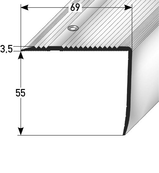 JOKA Treppenkante gebohrt Alu eloxiert 100 x 6,9 x 3,5 cm