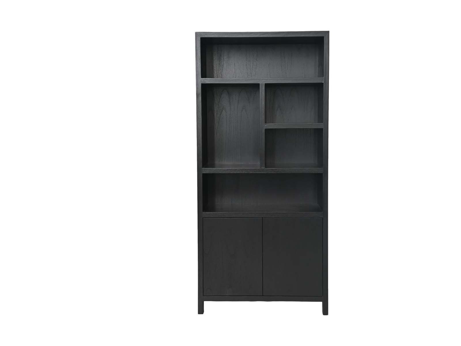 Bücherregal großer Abschnitt lin EDE-04 Schwarz Teak-Furnier B/H/T: 42 cm 215 cm 100 cm