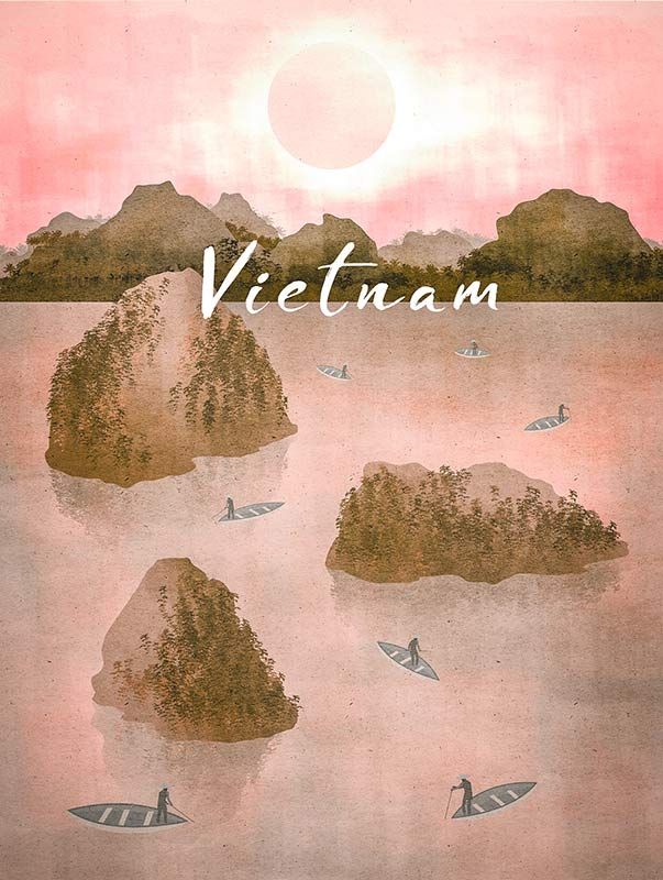Komar Wandbild - Vintage Travel Vietnam  - Größe: 30 x 40 cm