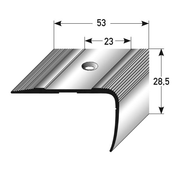 Treppenkante gebohrt Alu eloxiert 270 x 5,3 cm