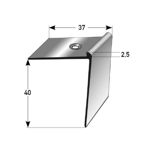 Treppenkante gebohrt Alu eloxiert silberfarbig 666783 270cm 270 x 3,7 cm