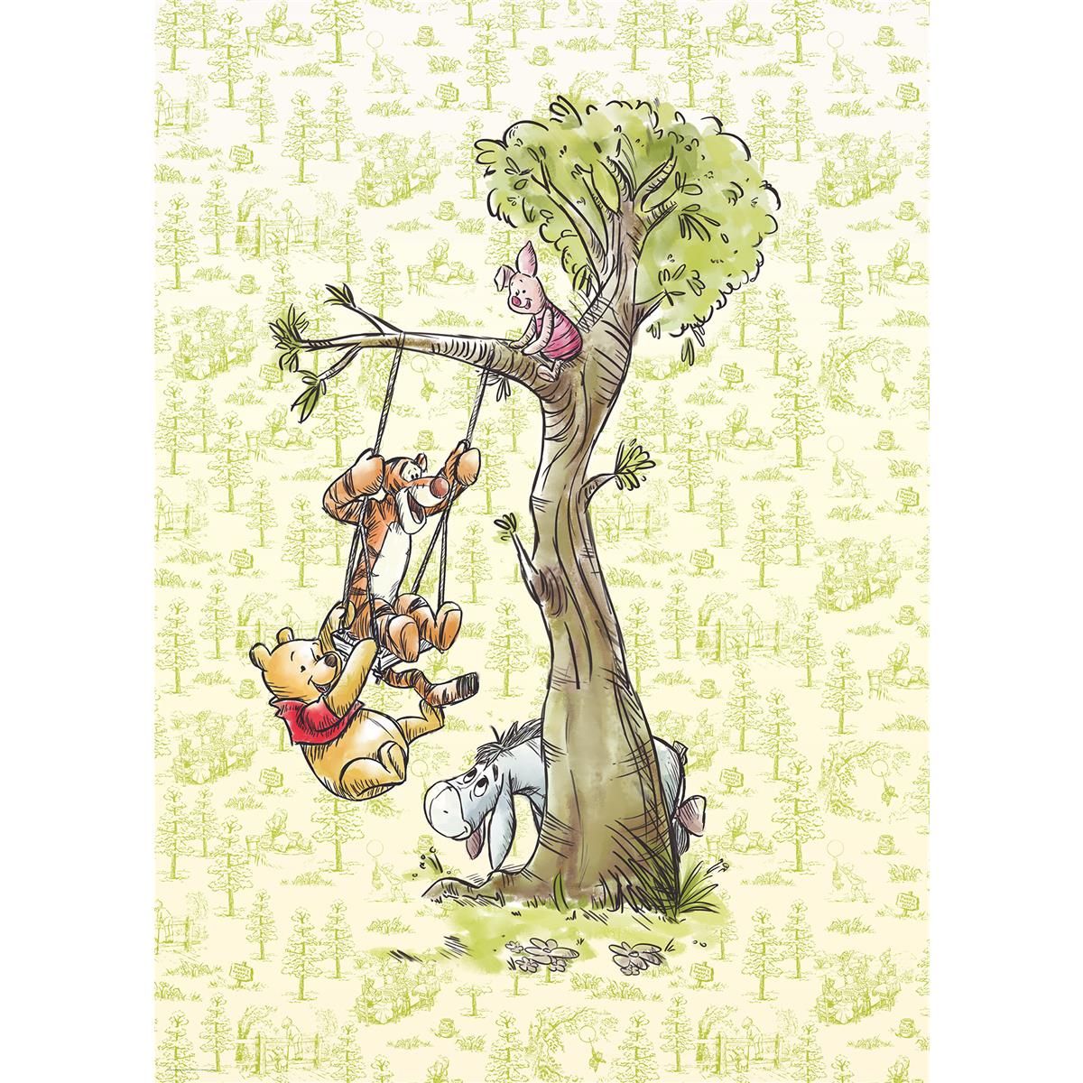 Vlies Fototapete - Winnie the Pooh in the wood - Größe 200 x 280 cm