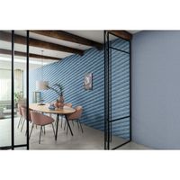 Tapete Modern graphisch Vinyltapete Dunkelblau versetzter Ansatz 53 cm x 10,05 m