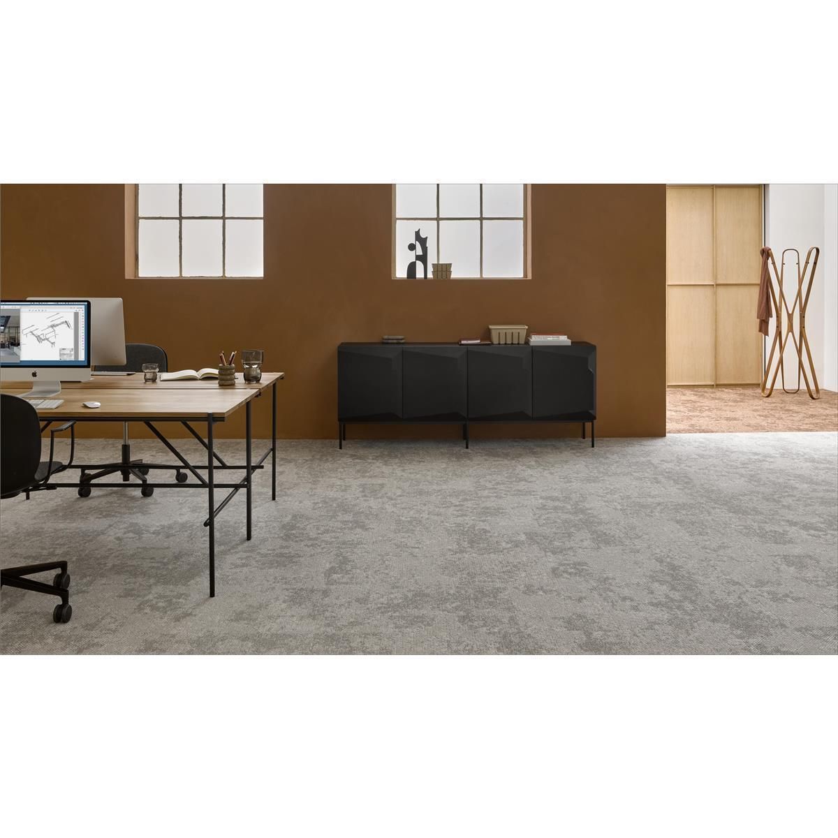 Teppichfliesen Desso Grezzo AB64 9930 Natur Hell Schlinge strukturiert 50 x 50 cm