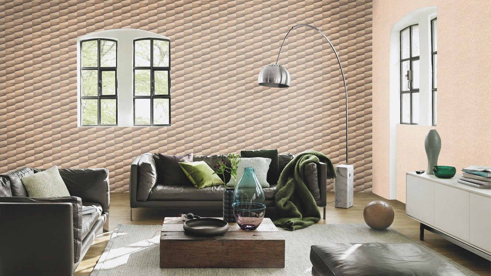 Tapete Modern graphisch Vinyltapete Mattgold versetzter Ansatz 53 cm x 10,05 m