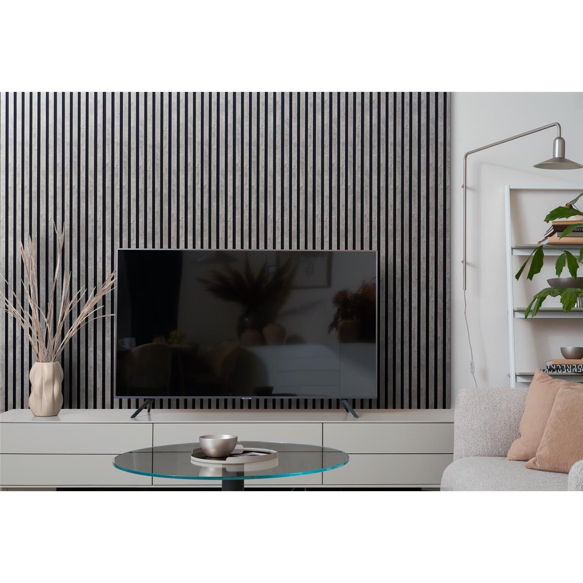 Wandpaneele AKUSTIK MDF und Recycling Filz Loft Grau Lamellen 3,18m² - 4 Stck. 265 cm x 30 cm